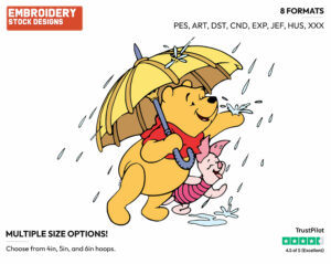 Pooh, Piglet In The Rain - Winnie the Pooh and Piglet - Winnie the Pooh & Friends - Disney Embroidery Design in 3 sizes & 8 formats