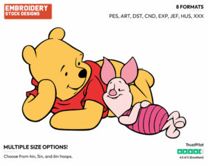 Pooh, Piglet Relaxing - Winnie the Pooh and Piglet - Winnie the Pooh & Friends - Disney Embroidery Design in 3 sizes & 8 formats