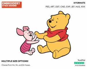 Pooh, Piglet - Winnie the Pooh and Piglet - Winnie the Pooh & Friends - Disney Embroidery Design in 3 sizes & 8 formats