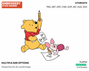 Drawing - Winnie the Pooh and Piglet - Winnie the Pooh & Friends - Disney Embroidery Design in 3 sizes & 8 formats