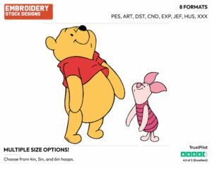 Pooh, Piglet - Winnie the Pooh and Piglet - Winnie the Pooh & Friends - Disney Embroidery Design in 3 sizes & 8 formats
