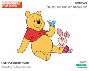 Pooh, Piglet - Winnie the Pooh and Piglet - Winnie the Pooh & Friends - Disney Embroidery Design in 3 sizes & 8 formats