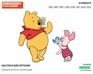 Pooh, Piglet - Winnie the Pooh and Piglet - Winnie the Pooh & Friends - Disney Embroidery Design in 3 sizes & 8 formats