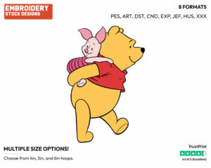 Pooh Carrying Piglet - Winnie the Pooh and Piglet - Winnie the Pooh & Friends - Disney Embroidery Design in 3 sizes & 8 formats