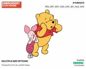 Pooh, Piglet Calling Out - Winnie the Pooh and Piglet - Winnie the Pooh & Friends - Disney Embroidery Design in 3 sizes & 8 formats