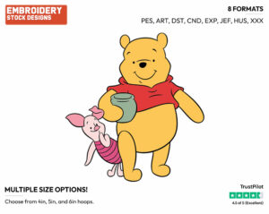 Pooh, Piglet - Winnie the Pooh and Piglet - Winnie the Pooh & Friends - Disney Embroidery Design in 3 sizes & 8 formats
