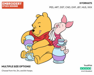 Pooh, Piglet Eating Honey - Winnie the Pooh and Piglet - Winnie the Pooh & Friends - Disney Embroidery Design in 3 sizes & 8 formats