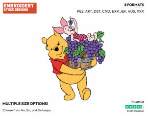 Pooh, Piglet, Grapes - Winnie the Pooh and Piglet - Winnie the Pooh & Friends - Disney Embroidery Design in 3 sizes & 8 formats