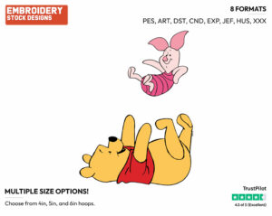 Playing - Winnie the Pooh and Piglet - Winnie the Pooh & Friends - Disney Embroidery Design in 3 sizes & 8 formats
