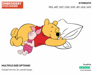 Napping - Winnie the Pooh and Piglet - Winnie the Pooh & Friends - Disney Embroidery Design in 3 sizes & 8 formats