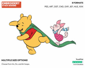Pooh, Piglet In Winter - Winnie the Pooh and Piglet - Winnie the Pooh & Friends - Disney Embroidery Design in 3 sizes & 8 formats