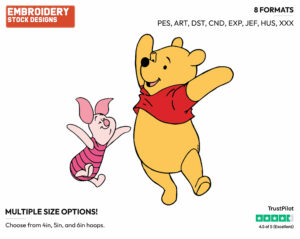 Pooh, Piglet Dancing - Winnie the Pooh and Piglet - Winnie the Pooh & Friends - Disney Embroidery Design in 3 sizes & 8 formats