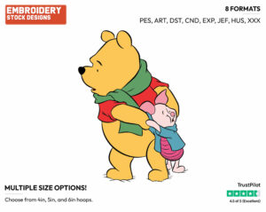 Frightened Pooh, Piglet - Winnie the Pooh and Piglet - Winnie the Pooh & Friends - Disney Embroidery Design in 3 sizes & 8 formats