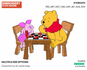 Pooh, Piglet Playing Game - Winnie the Pooh and Piglet - Winnie the Pooh & Friends - Disney Embroidery Design in 3 sizes & 8 formats