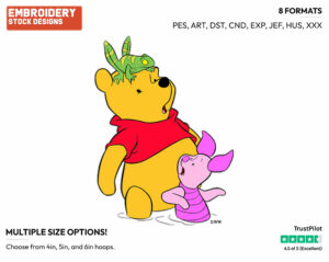 Pooh, Piglet, Frog - Winnie the Pooh and Piglet - Winnie the Pooh & Friends - Disney Embroidery Design in 3 sizes & 8 formats