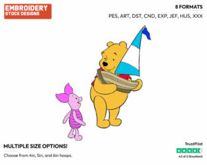 Pooh, Piglet, Toy Boat - Winnie the Pooh and Piglet - Winnie the Pooh & Friends - Disney Embroidery Design in 3 sizes & 8 formats