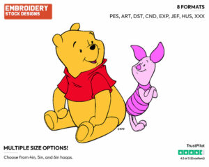 Pooh, Piglet Back To Back - Winnie the Pooh and Piglet - Winnie the Pooh & Friends - Disney Embroidery Design in 3 sizes & 8 formats