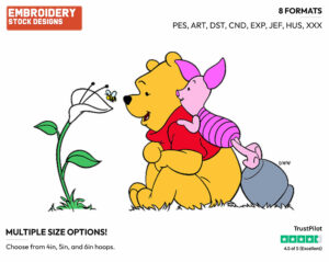 Pooh, Piglet, Bee - Winnie the Pooh and Piglet - Winnie the Pooh & Friends - Disney Embroidery Design in 3 sizes & 8 formats