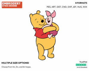 Hugging - Winnie the Pooh and Piglet - Winnie the Pooh & Friends - Disney Embroidery Design in 3 sizes & 8 formats