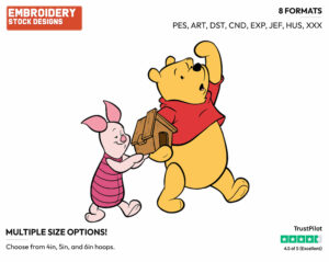 Pooh, Piglet, Birdhouse - Winnie the Pooh and Piglet - Winnie the Pooh & Friends - Disney Embroidery Design in 3 sizes & 8 formats