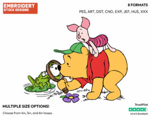 Pooh, Piglet, Frog - Winnie the Pooh and Piglet - Winnie the Pooh & Friends - Disney Embroidery Design in 3 sizes & 8 formats