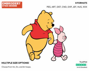 Pooh, Piglet - Winnie the Pooh and Piglet - Winnie the Pooh & Friends - Disney Embroidery Design in 3 sizes & 8 formats