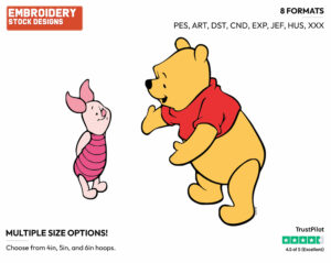 Pooh, Piglet - Winnie the Pooh and Piglet - Winnie the Pooh & Friends - Disney Embroidery Design in 3 sizes & 8 formats
