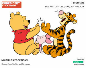 Pooh, Piglet And Tigger Playing Patty-Cake - Winnie the Pooh Piglet and Tigger - Winnie the Pooh & Friends - Disney Embroidery Design in 3 sizes & 8 formats