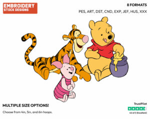 Pooh, Piglet, Tigger - Winnie the Pooh Piglet and Tigger - Winnie the Pooh & Friends - Disney Embroidery Design in 3 sizes & 8 formats