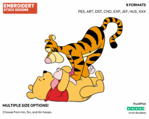 Pooh, Piglet, Tigger Playing - Winnie the Pooh Piglet and Tigger - Winnie the Pooh & Friends - Disney Embroidery Design in 3 sizes & 8 formats