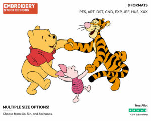 Pooh, Piglet, Tigger Dancing - Winnie the Pooh Piglet and Tigger - Winnie the Pooh & Friends - Disney Embroidery Design in 3 sizes & 8 formats
