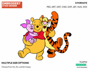 Pooh, Piglet, Tigger - Winnie the Pooh Piglet and Tigger - Winnie the Pooh & Friends - Disney Embroidery Design in 3 sizes & 8 formats
