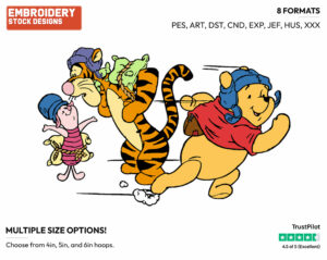 Pooh, Piglet, Tigger Playing Football - Winnie the Pooh Piglet and Tigger - Winnie the Pooh & Friends - Disney Embroidery Design in 3 sizes & 8 formats