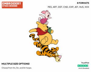 Pooh, Tigger, Piglet Falling - Winnie the Pooh Piglet and Tigger - Winnie the Pooh & Friends - Disney Embroidery Design in 3 sizes & 8 formats