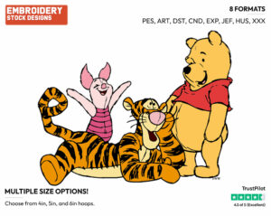 Pooh, Piglet, Tigger - Winnie the Pooh Piglet and Tigger - Winnie the Pooh & Friends - Disney Embroidery Design in 3 sizes & 8 formats