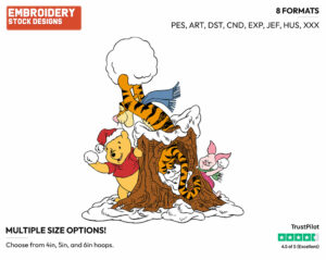 Winnie The Pooh, Tigger, Piglet Snowball Fight - Winnie the Pooh Piglet and Tigger - Winnie the Pooh & Friends - Disney Embroidery Design in 3 sizes & 8 formats