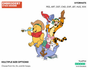 Pooh, Piglet, Tigger - Winnie the Pooh Piglet and Tigger - Winnie the Pooh & Friends - Disney Embroidery Design in 3 sizes & 8 formats
