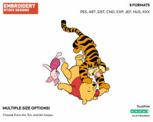 Pooh, Tigger, Piglet - Winnie the Pooh Piglet and Tigger - Winnie the Pooh & Friends - Disney Embroidery Design in 3 sizes & 8 formats