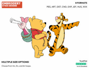 Pooh, Tigger, Piglet - Winnie the Pooh Piglet and Tigger - Winnie the Pooh & Friends - Disney Embroidery Design in 3 sizes & 8 formats