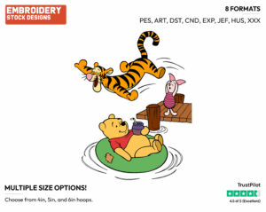 Pooh, Piglet, Tigger In Summer - Winnie the Pooh Piglet and Tigger - Winnie the Pooh & Friends - Disney Embroidery Design in 3 sizes & 8 formats