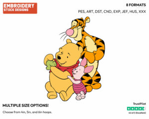 Pooh, Piglet, Tigger - Winnie the Pooh Piglet and Tigger - Winnie the Pooh & Friends - Disney Embroidery Design in 3 sizes & 8 formats