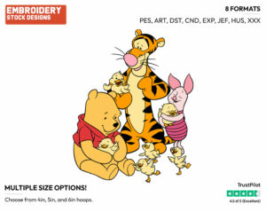 Pooh, Piglet, Tigger, Chicks - Winnie the Pooh Piglet and Tigger - Winnie the Pooh & Friends - Disney Embroidery Design in 3 sizes & 8 formats