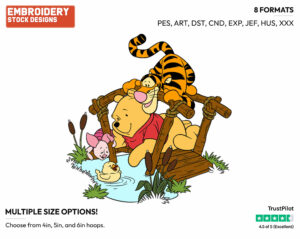 Pooh, Piglet, Tigger, Duckling - Winnie the Pooh Piglet and Tigger - Winnie the Pooh & Friends - Disney Embroidery Design in 3 sizes & 8 formats