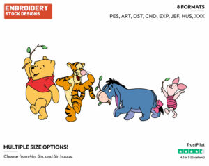 Pooh, Piglet, Tigger, Eeyore Posing - Winnie the Pooh Piglet Tigger and Eeyore - Winnie the Pooh & Friends - Disney Embroidery Design in 3 sizes & 8 formats