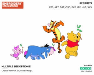 Pooh, Tigger - Winnie the Pooh Piglet Tigger and Eeyore - Winnie the Pooh & Friends - Disney Embroidery Design in 3 sizes & 8 formats