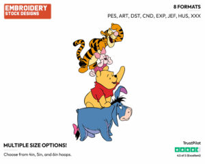 Pooh, Tigger, Piglet, Eeyore - Winnie the Pooh Piglet Tigger and Eeyore - Winnie the Pooh & Friends - Disney Embroidery Design in 3 sizes & 8 formats
