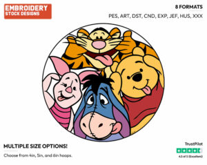 Pooh, Piglet, Tigger Making Faces - Winnie the Pooh Piglet Tigger and Eeyore - Winnie the Pooh & Friends - Disney Embroidery Design in 3 sizes & 8 formats