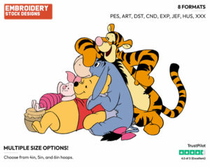 Pooh, Tigger, Piglet, Eeyore - Winnie the Pooh Piglet Tigger and Eeyore - Winnie the Pooh & Friends - Disney Embroidery Design in 3 sizes & 8 formats