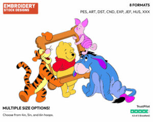 Pooh, Piglet, Tigger, Eeyore - Winnie the Pooh Piglet Tigger and Eeyore - Winnie the Pooh & Friends - Disney Embroidery Design in 3 sizes & 8 formats