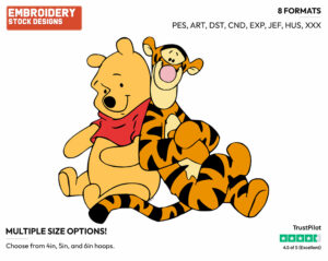 Winnie The Pooh And Tigger Back To Back - Winnie the Pooh and Tigger - Winnie the Pooh & Friends - Disney Embroidery Design in 3 sizes & 8 formats